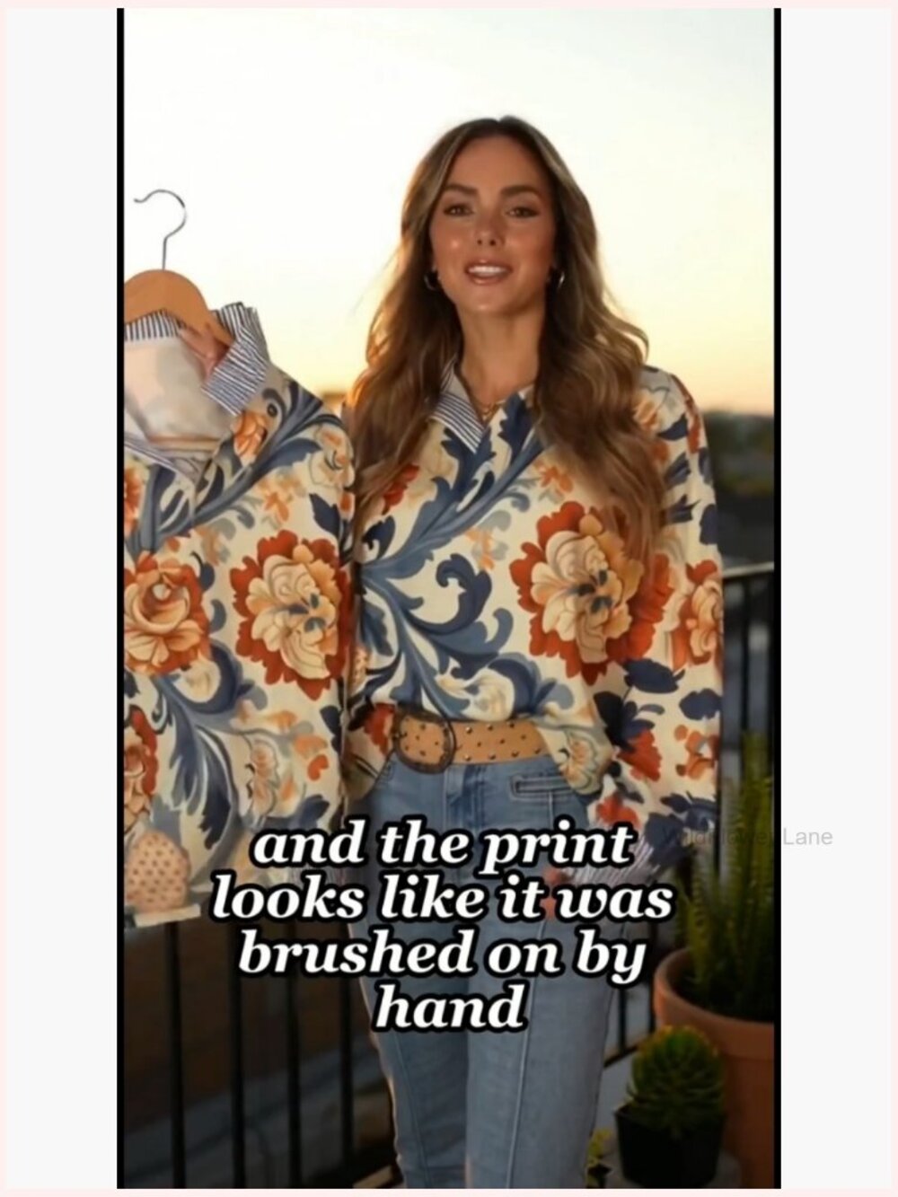 V Neck Button Down Blouse Long Sleeve Floral Top Boho Shirt - Picture 7 of 7